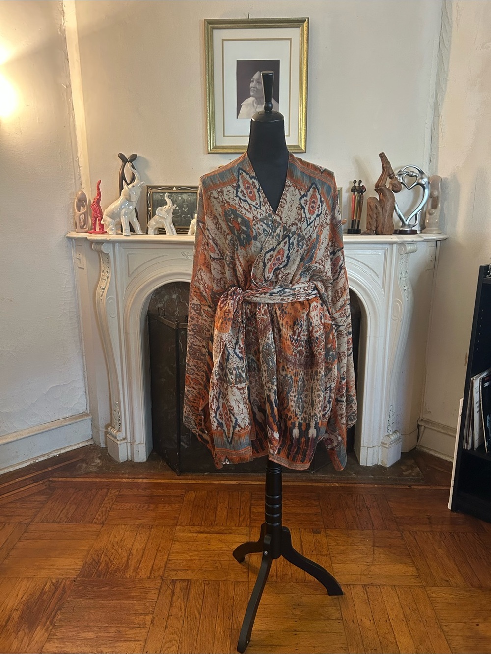 Bohemian Printed Wrap Jacket - Rust Multi